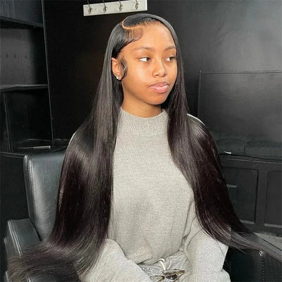 210% Density Vietnamese Super Double Drawn Bone Straight 13x4 Frontal Bob Wig with 100% Human Hair Natural Black For Black Women