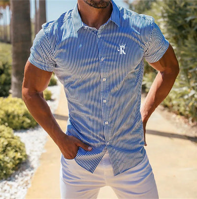 Digital Printing Men's Simplicity Long Sleeve Shirt