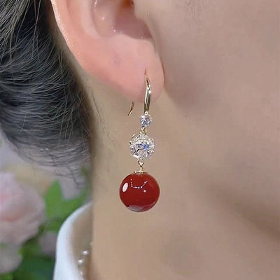 Fashionable Red Bean Personalized Pearl Earrings