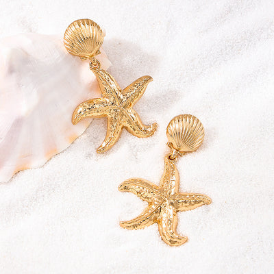 Ladies' Exaggerated Personality Starfish Shell Earrings
