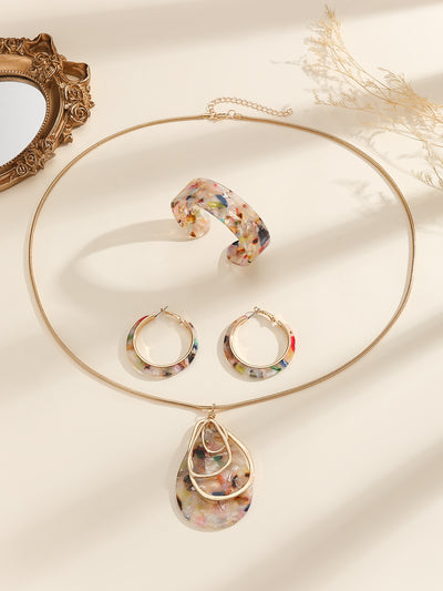 Acrylic Bracelet Earrings Necklace Fashionable Three Piece Set