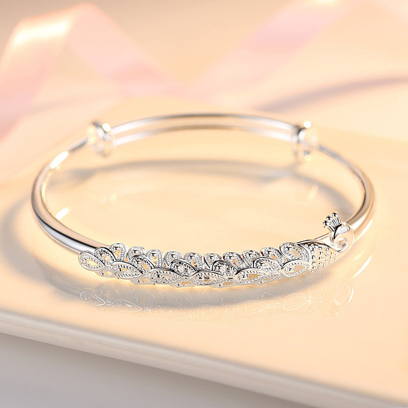 Embossed Copper And Silver Plated Bracelet