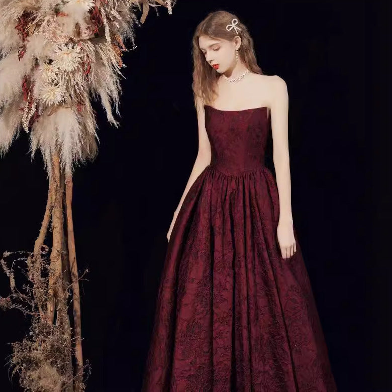 Graceful Satin Long Dress For Women Tube Top Dress