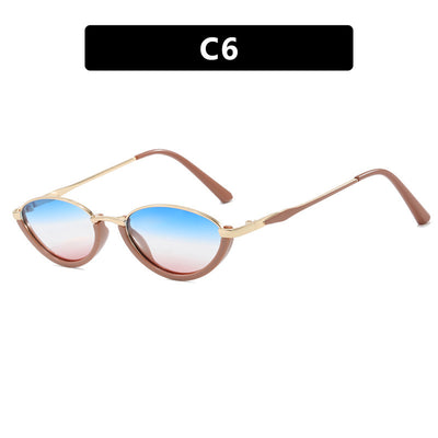Small Frame Metal Sunglasses Sun Protection Plain Sun Glasses