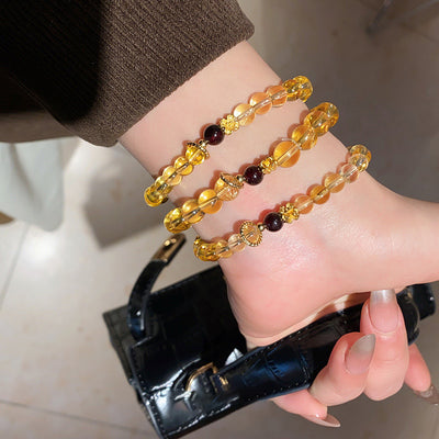 Citrine Agate Flower Bracelet Vintage Graceful And Fashionable
