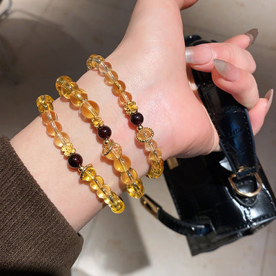 Citrine Agate Flower Bracelet Vintage Graceful And Fashionable